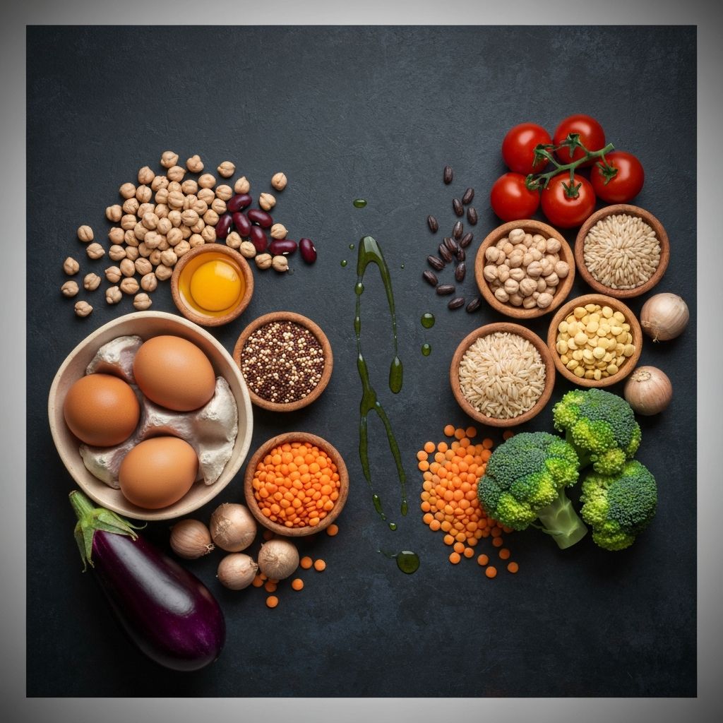 Berbagai makanan bergizi sebagai sumber nutrisi esensial